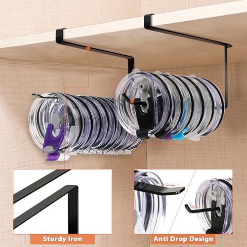 2 Pack Tumbler Lid Organizer, Versatile Storage Holds 20 Lids, Round&Flat - Image 3