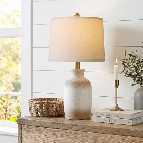 PoKat 24'' Farmhouse Ceramic Table Lamp with Natural Textured Finish by Pokat