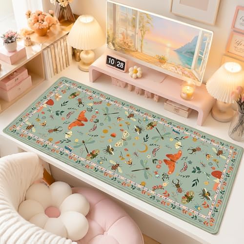 Large Desk Mat, Cottagecore Mouse Pad with Stitched Edges, Extended Keyboard Pad for Office & Gaming, Non-Slip Waterproof Desk Mouse Pad (Sage Green) - Image 2