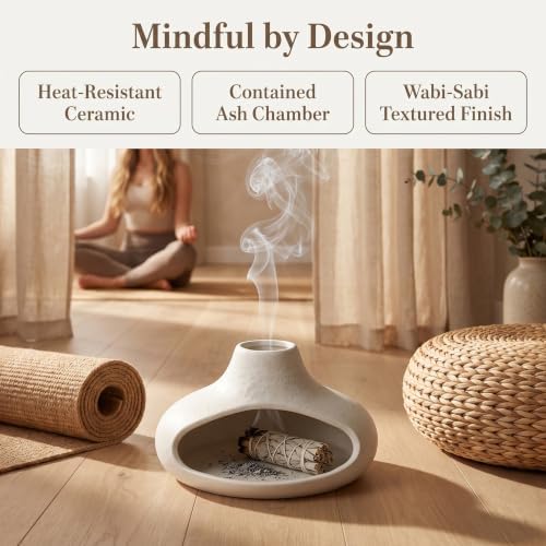 Ceramic Palo Santo Holder with Mini Chimney, Incense Holder - Image 3