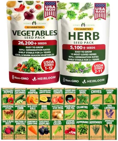 HOME GROWN 70 Variety Vegetable & Herb 30,600+ Seeds Survival Garden Kit by HOMEGROWN