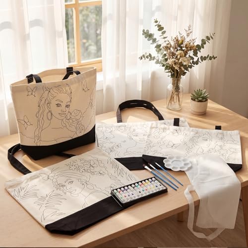 Geetery 30 Pcs Paint and Sip Canvas Bags Pre Drawn Kit, Afro Queen - Image 3