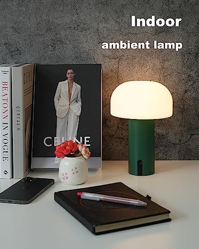 WEILAILUX Cordless Mushroom Table Lamp, Waterproof Shower Lamp, Battery Operated Table Lamp Rechargeable, Touch Dimmable Night Light for Bedroom/Patio/Camping/Dinning/Outdoor (Green) - Image 5