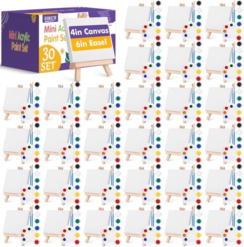 ESRICH 30 Set Canvas Painting Kit, Mini Acrylic Paint Set by ESRICH