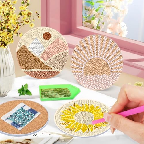 DOTSOPS 6 Pcs Diamond Art Kits for Adults Diamond Art Coasters with Holder - Image 5