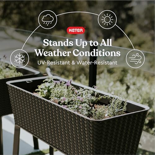 Keter Splendor 31.7 Gallon Raised Garden Bed with Self Watering Planter Box and Drainage Plug-Perfect for Growing Fresh Vegetables, Flowers and Herbs, Brown - Image 3