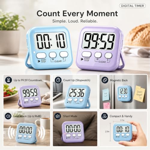Antonki 2 Pack Digital Timer for Kids Classroom Kitchen Timers for Cooking - Image 4
