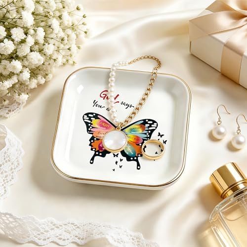 Birthday Gifts for Women Butterfly Jewelry Dish Scripture Christian Gifts - Image 2