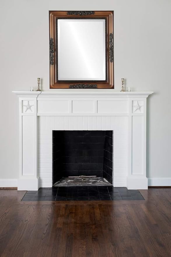 OVALCREST Rectangle Beveled Wall Mirror for Home Decor - Versailles Style - Walnut - 24x28 Outside Dimensions