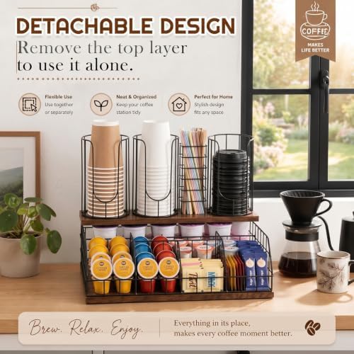 Geelin Coffee Cup and Lids Organizer with 4-compartment Double Layer - Image 4