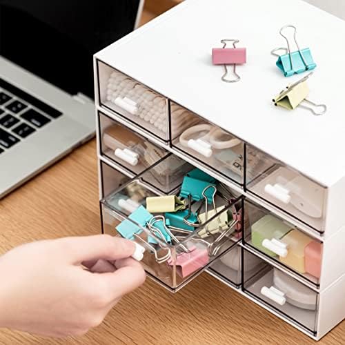 Desk Organizer-Stackable Storage Drawers, Plastic Compact Desk Storage Box Perfect for Collection Small Item/Cosmetic Office Organizer - 3 drawers (White) - Image 5