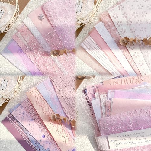 30 Pcs Large A4 Handmade Textured Scrapbook Paper Mesh Journaling Supplies - Image 3