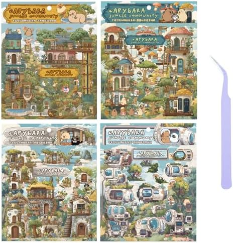 Girls DIY Miniature 3D Scene Stickers, 4 Sets, for Crafts and Scrapbooking by VYRANA