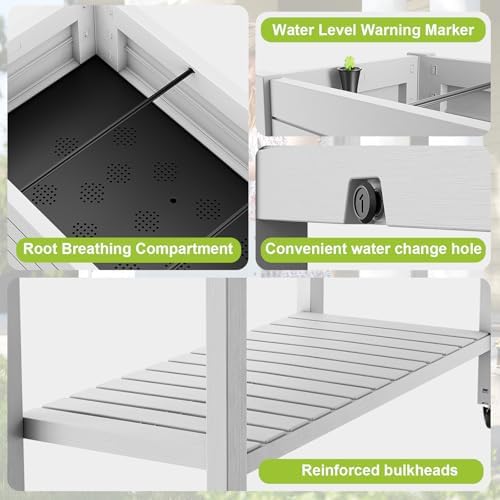 Elevated Raised Garden Bed with Wheels,Outdoor Large Resin Patio Planter Box Stand Divisible with Drain Plug,Water Monitor for Plants Vegetables Flowers Fruits(Ashen) - Image 6