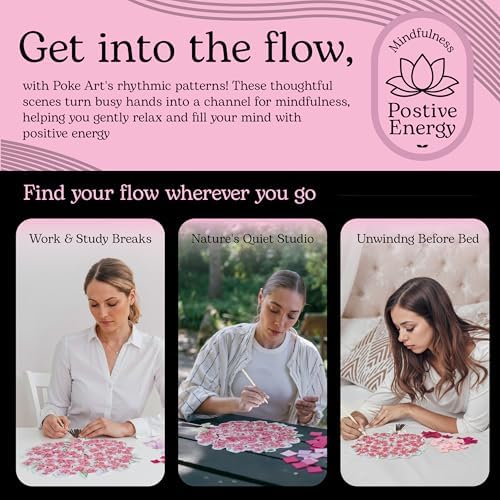 Unwynd Poke Art Cherry Blossom Flower Bouquet Kit for Adults, Women & Teens - Image 6