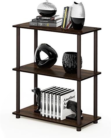 Furinno TURN-N-TUBE Storage Shelves, 3-Tier Book Shelf, Corner Shelf, Toolless Open Shelves, for Organization and Storage, Living Room, Garage, Home Office, Walnut - Image 5