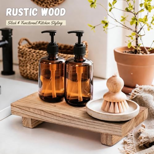 Brown Wood Tray 8.6x3.6,Farmhouse/Boho Home Decor for Kitchen,Bathroom - Image 5