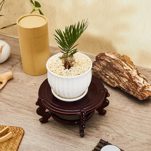 Geetery 2 Pcs 4–12 in Oriental Wooden Plant Stand Indoor Vase Stand, 6 in - Image 4