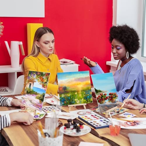 Motimind 36 Pcs 8 x 8 Mini Canvas and 8" Easel Set Bulk for Paint Party - Image 5
