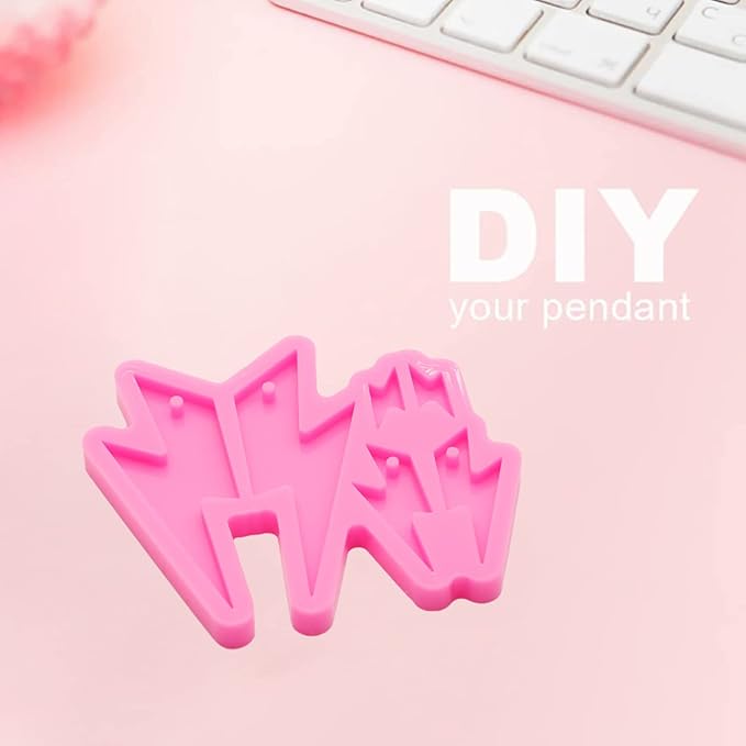 Lightning Shape Resin Earring Mold Silicone Resin Jewelry Molds 4-Cavity Epoxy Resin Casting Molds for Women Earring Crafts DIY Necklace Pendant Resin Mold