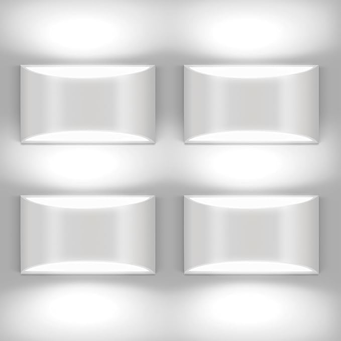 4 Pack White Aluminum Modern LED Wall Sconce Hardwired Interior Wall Lights Up and Down Wall Mount Light for Living Room Bedroom Corridor Hallway Conservatory Cool White 6000K(with G9 Bulbs)