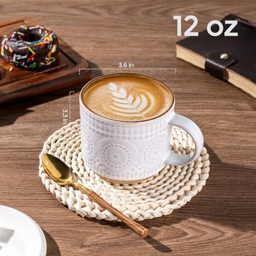 GBhome 12 oz Coffee Mugs Set of 4, Stackable Ceramic Coffee Cups Set - Image 2