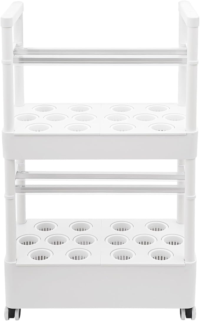 Hydroponics Growing System,28-Hole Indoor Herb Garden Kit with 4 LED Grow Light, 2-Tier Indoor Plant System,Auto Water Circulation & 7.39Gal Water Tanks (No Seed,White, 2Layer-28Pods)