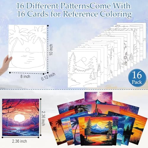 AmazingSpark 16 Pcs Pre Drawn Canvas to Paint for Adults Sunset Landscape - Image 3