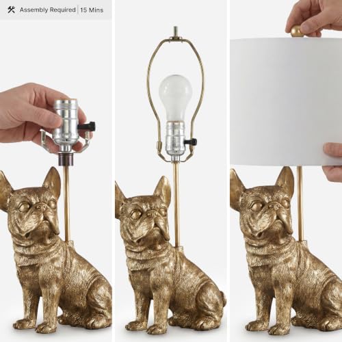 Signature Design by Ashley French Bulldog Animal Lamp, Gold Dog Table Lamp - Image 3
