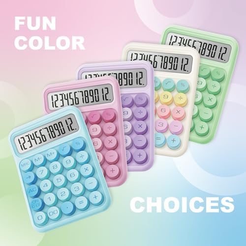 CATIGA Mechanical Switch Calculator, Blue Calculator with 12 Digit Large LCD Display & Big Buttons for Office Desk, Classroom Math, Back to School Supplies, Cute Aesthetic Desk Accessories - Image 7