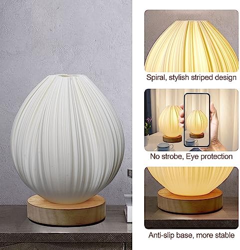 Lotus Small Table Lamp, Vintage Pleated Night Light for Bedside & Decor - Image 3