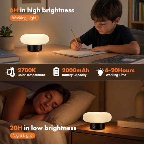 Cordless Table Lamp, Black Rechargeable Battery Operated Lamp - Image 5