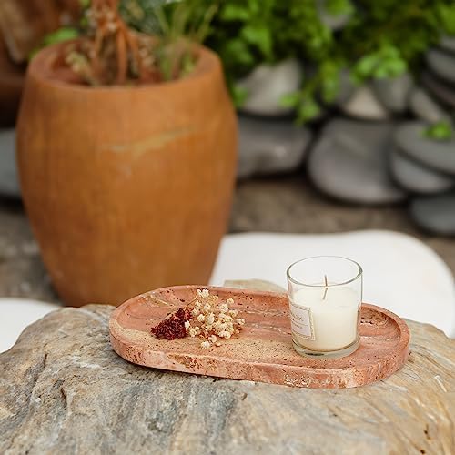Koville Turkish Natural Travertine Tray, 12"x6" Vanity Decorative Marble Wabi Sabi Decor for Home, Countertop Organizer, Catchall for Perfume, Candles, Jewelry Dish - Image 6