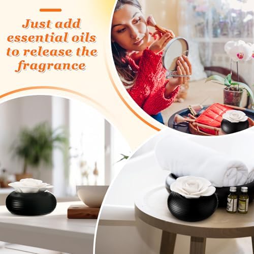 Honeydak 2 Pcs Ceramic Essential Oil Diffuser, Non Electric,Rose - Image 4