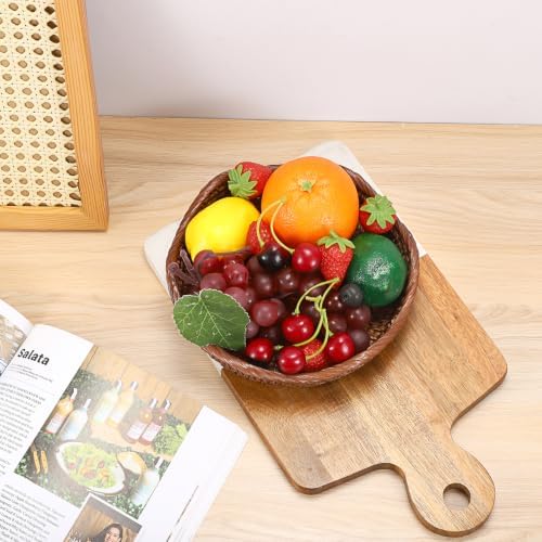 Hipiwe Round Key Bowl Tray Basket For Entryway Table Small Rattan Basket - Image 4
