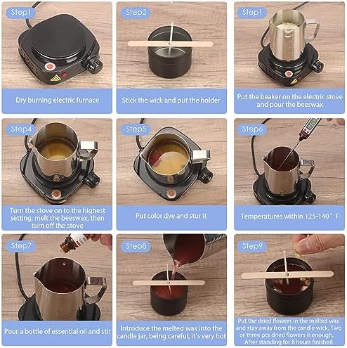 Haccah Candle Making Kit with Wax Melter, DIY Arts&Crafts Gift for Adults,Beginners,Candle Making Supplies,Including Electronic Stove,Rich Scents,Wicks,Melting Pot,Dyes,Candle tins - Image 6