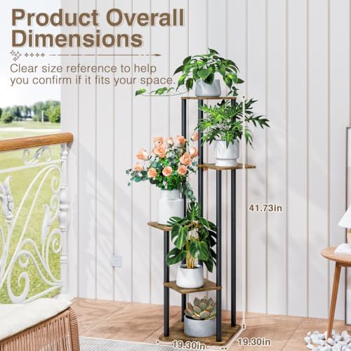 AZERPIAN Plant Stand Indoor Tall Corner Metal Plant Shelf MDF Board 5 Tier - Image 4