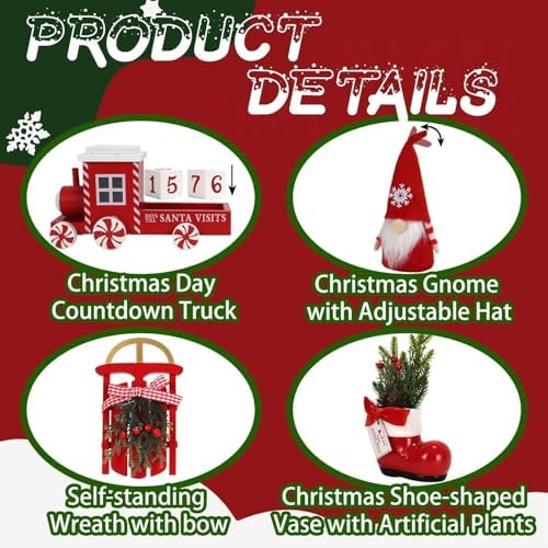Christmas Decorations for Home Office 8 PCS Tiered Tray Decor Set - Image 3