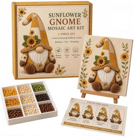 Gnome Mosaic Art Kit, DIY Craft Set for Adults, Cottagecore Desk Decor by Unknown