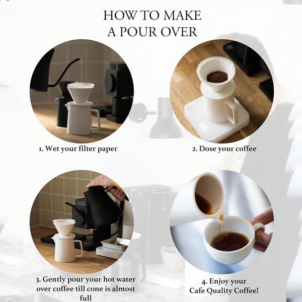 Pour Over Coffee Maker Set – Premium Ceramic Coffee Dripper with 500ml Capacity, Manual Style Coffee Maker White – Ideal for Home, Office, and Travel - Image 3