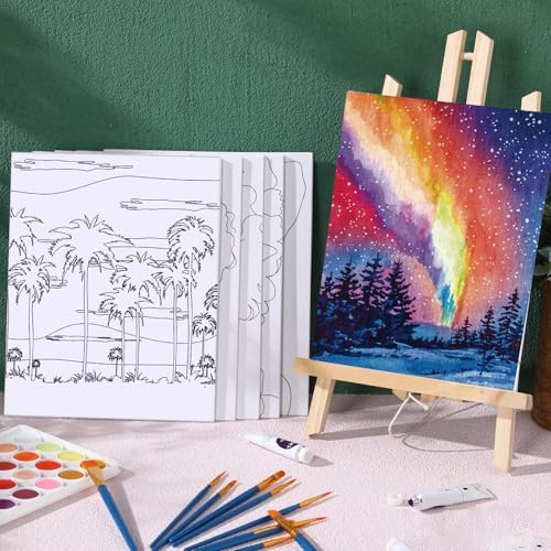AmazingSpark 16 Pcs Pre Drawn Canvas to Paint for Adults Sunset Landscape - Image 2