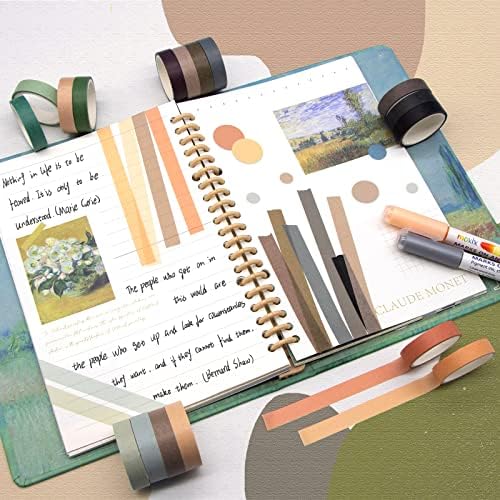 MOOKER 39 Rolls Washi Tape Set - Morandi Colored Masking Tape, Thin Vintage Tape for Journaling, Scrapbooking Supplies, Crafts Aesthetic, Gift (Nature Color 10mm) - Image 6