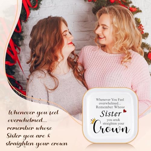 Sister Gifts Ceramic Ring Dish Tray, Encouragement Straighten Your Crown - Image 6