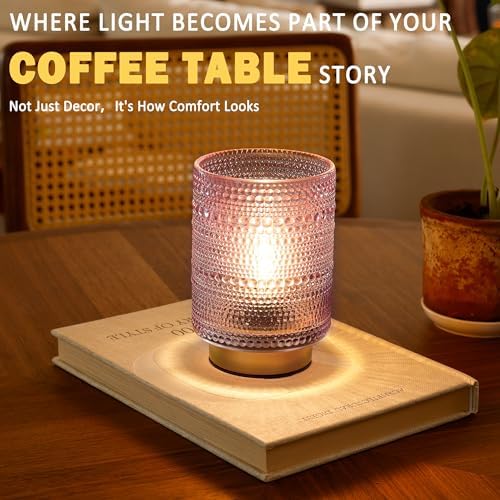 Battery Operated Decorative Lamp with Timer, Small Cozy Ambience Lamps for Shelf/Bedside/Table Decor, Cordless Table Lamp with LED Bulb for Girls Room/Dorm/Office Desk/Cubicle/Bathroom Decor-PINK - Image 2