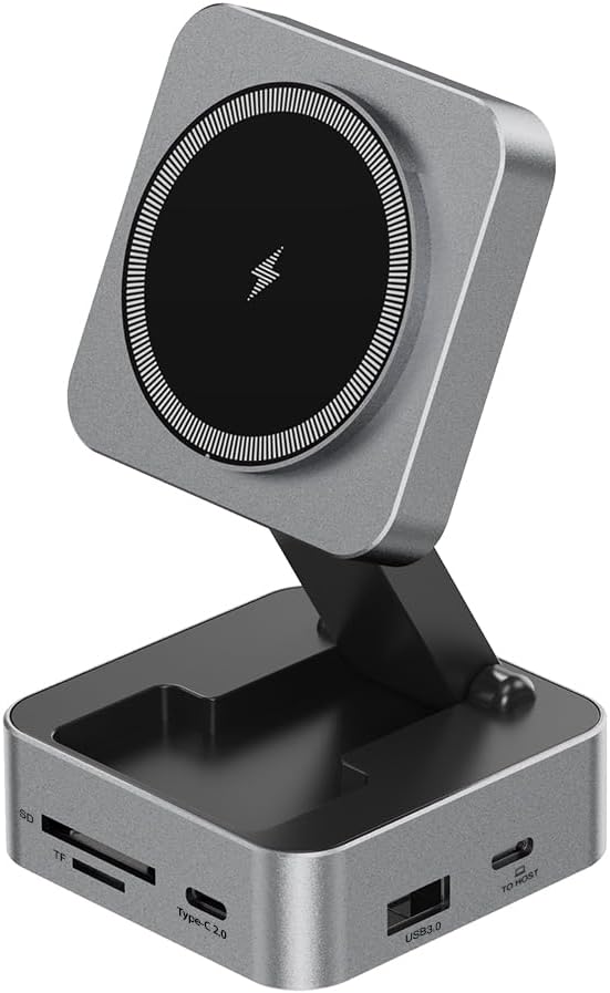 10-in-1 Portable USB-C Hub with Wireless Charger, 4K HDMI, Made with Aluminum Alloy Casing for Durability, Compatible with Mac, Windows, Compact and Lightweight USB C Docking Station for Travel