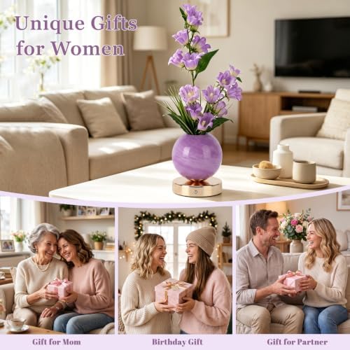 Purple Bellflower Flower Lamp, Rechargeable Cordless LED Floral Table Lamp - Image 7