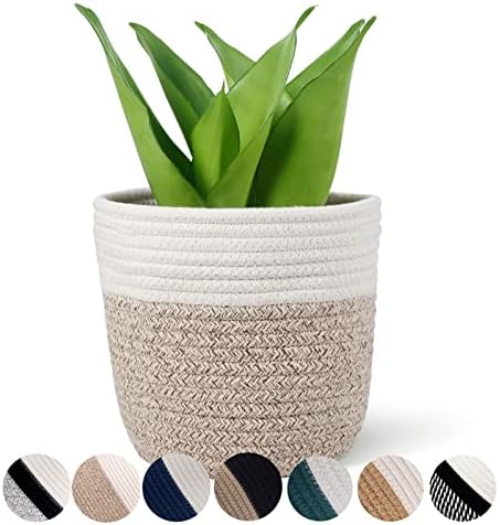 Cotton Rope Plant Woven Basket for 6" Pot H6 3/4" x W6 1/2" by Oradrem