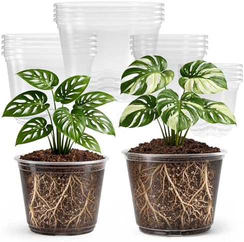 Bluepro Clear Nursery Pots with Drainage Holes, 5/6/8/10 Inch, 16-Pack by Bluepro