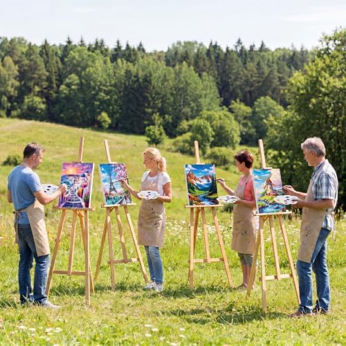 Ctosree 72 Pcs Seaside Scenery Paint and Sip Kit for Adults 8'' x 10'' Pre Drawn Canvas for Painting DIY Pre Printed Canvas for Party Favor Acrylic Painting Kit Wood Easel Brushes Date Night Bulk - Image 6