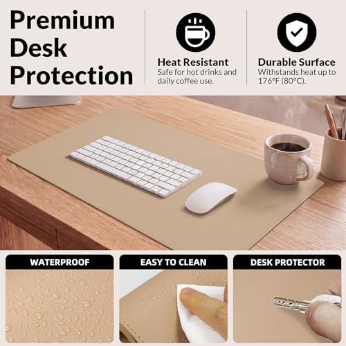 AFIING Cork Desk Mat, Dark Apricot, 35.4" x 17", Desk Pad Protector - Image 5